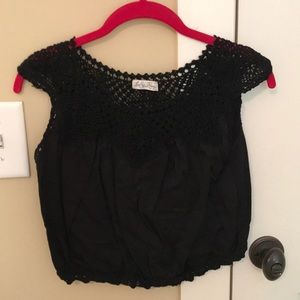 Black lace crop top